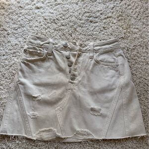 Free People Cream Denim Skirt